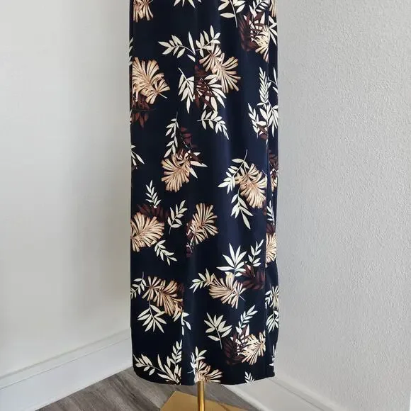 Vintage Studio I Black Brown Tropical Hawaiian Midi Dress 16 - Picture 7 of 10